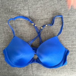 Blue with gold beading bra 34C